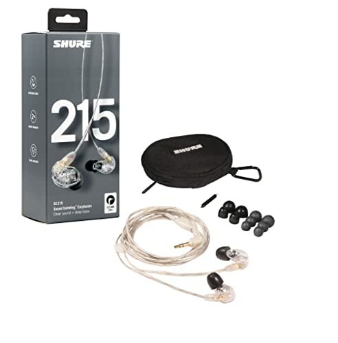 Shure SE215 earphones with case and accessories