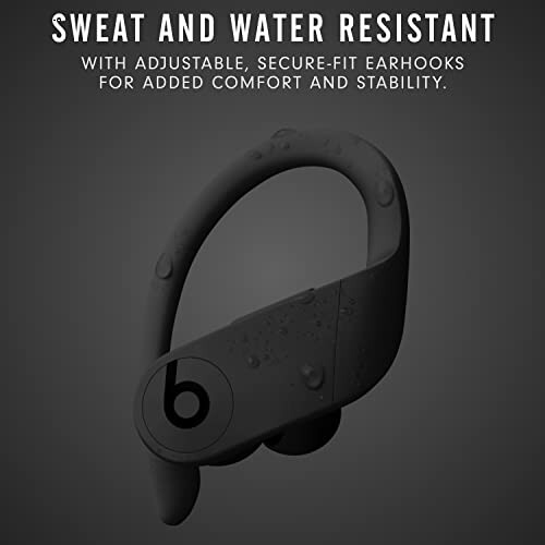 Sweat and water resistant earbuds with secure-fit earhooks.